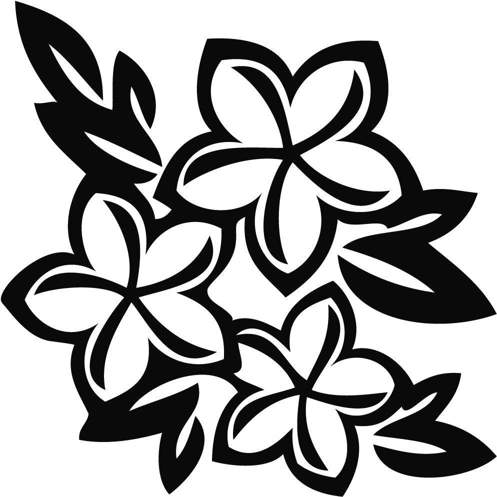 Hawaiian Flowers Clip Art - Black And White Plumeria Flower (1000x1000), Png Download