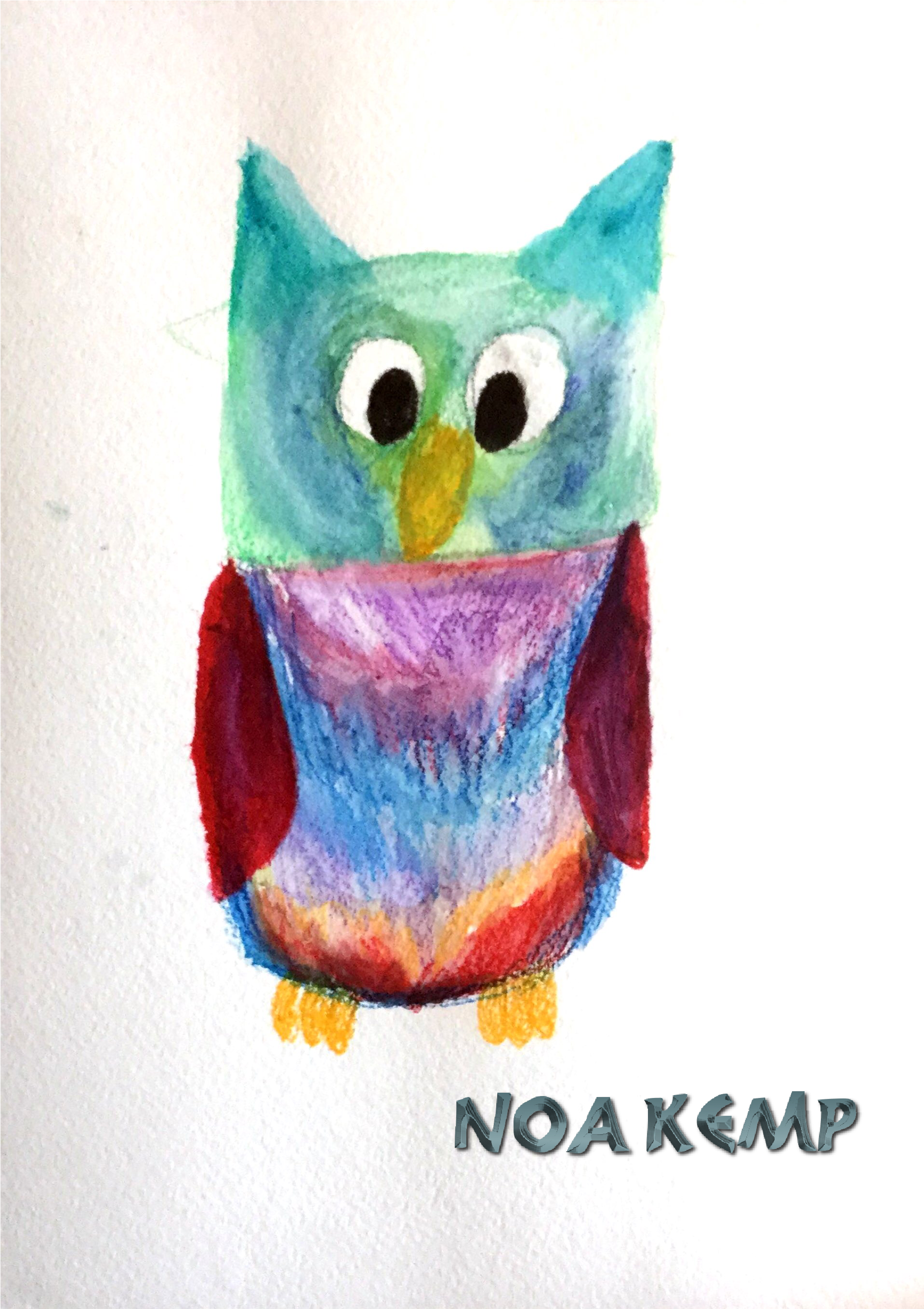 Owl In Watercolor Pencils - Stuffed Toy (4463x3263), Png Download