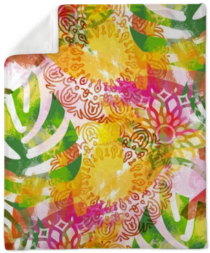 Tropical Background With Watercolor Effect - Textile (400x400), Png Download