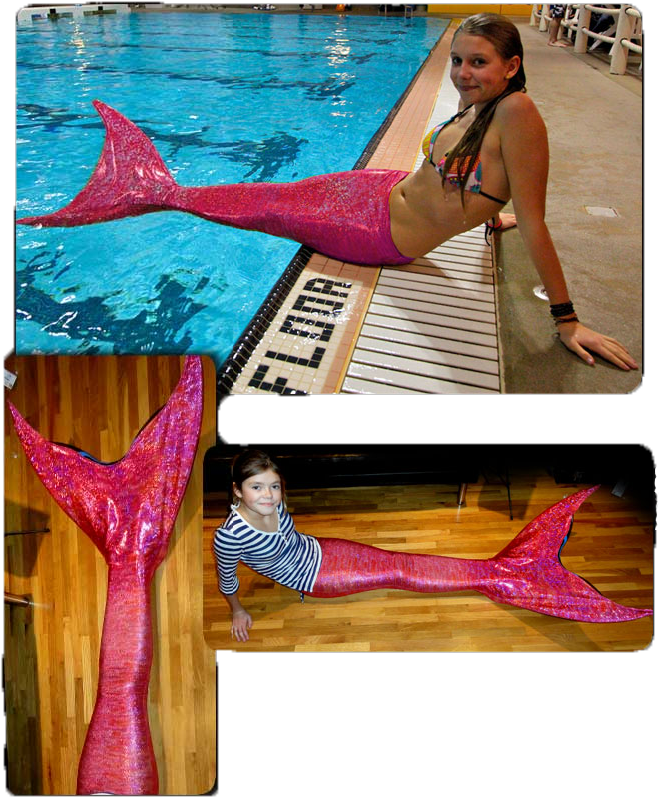 Pink-tail - Custom Made Fabric Mermaid Tail (665x817), Png Download