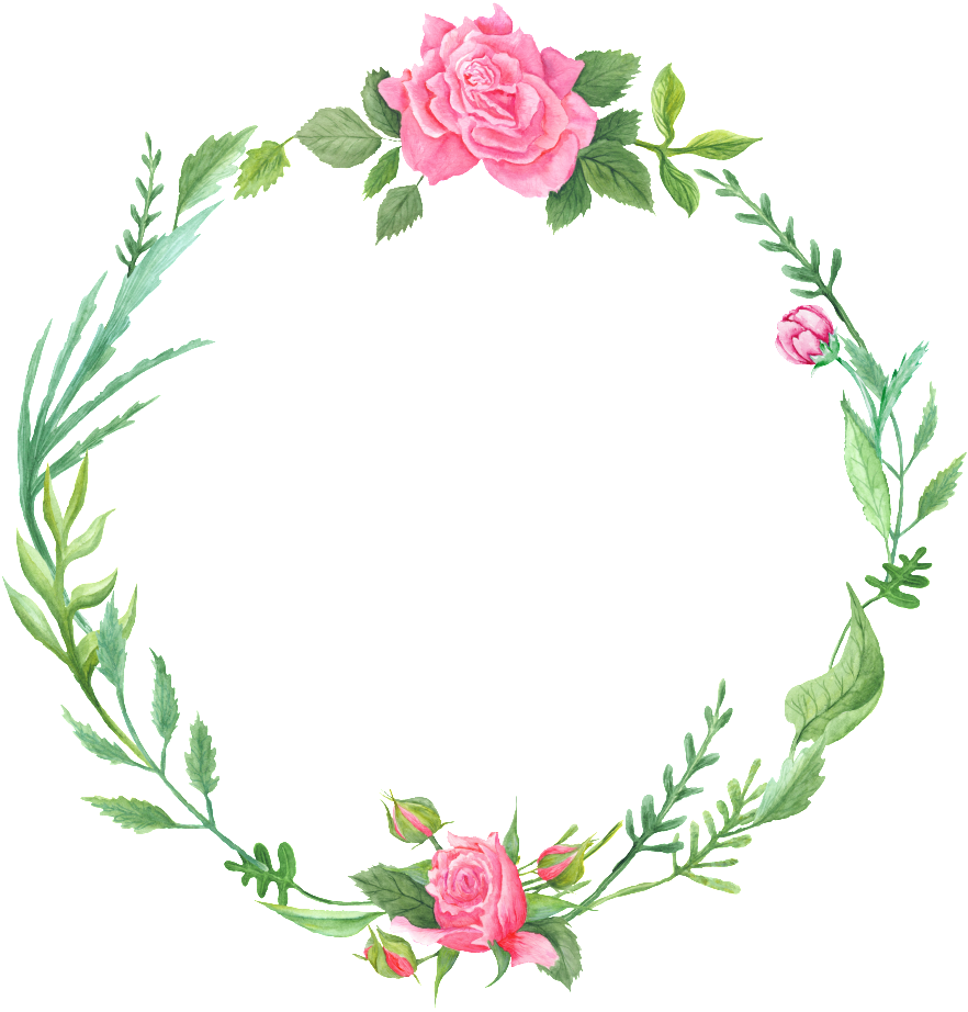 Literary Fan Green Leaf And Flower Wreath Decoration - Watercolor Wreath Transparent Background (1024x1024), Png Download