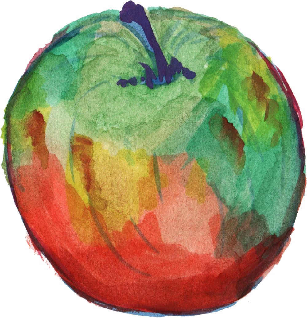 Free Download - Png Watercolor Apple (1000x1036), Png Download