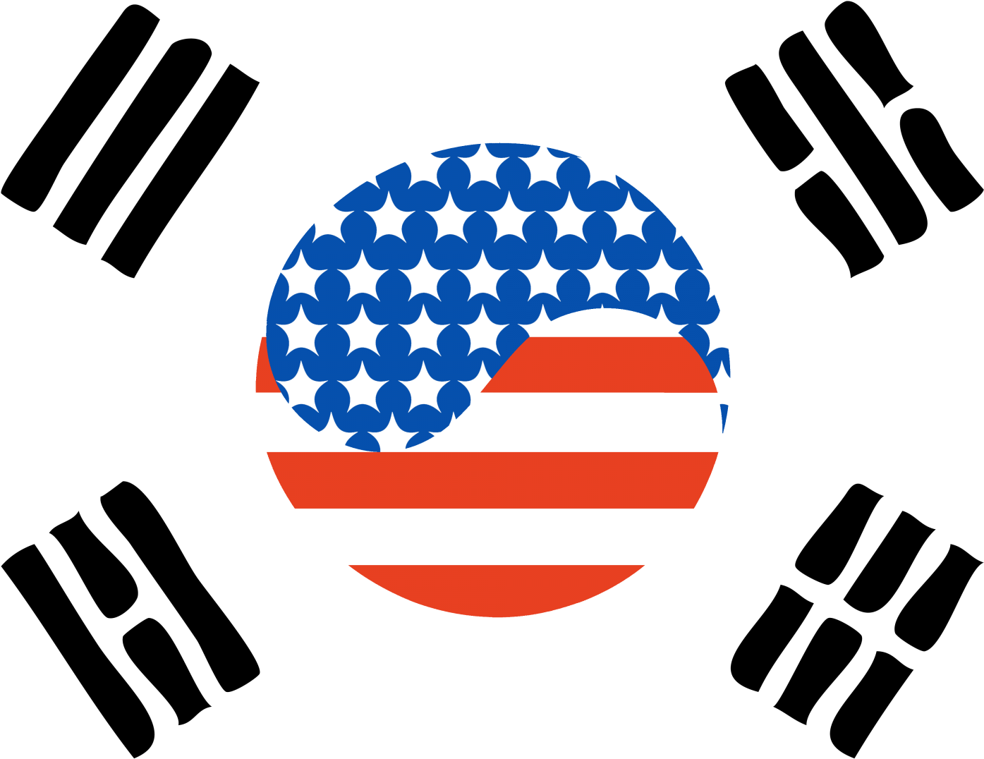 Cropped Korean American Flag - South Korea Flag (1500x1125), Png Download