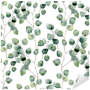 Watercolor Green Floral Seamless Pattern With Eucalyptus - Eucalyptus Background (400x400), Png Download