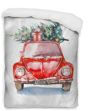 Watercolor Retro Car With Gift Box And Christmas Tree - Watercolor Christmas Tree Png (400x400), Png Download