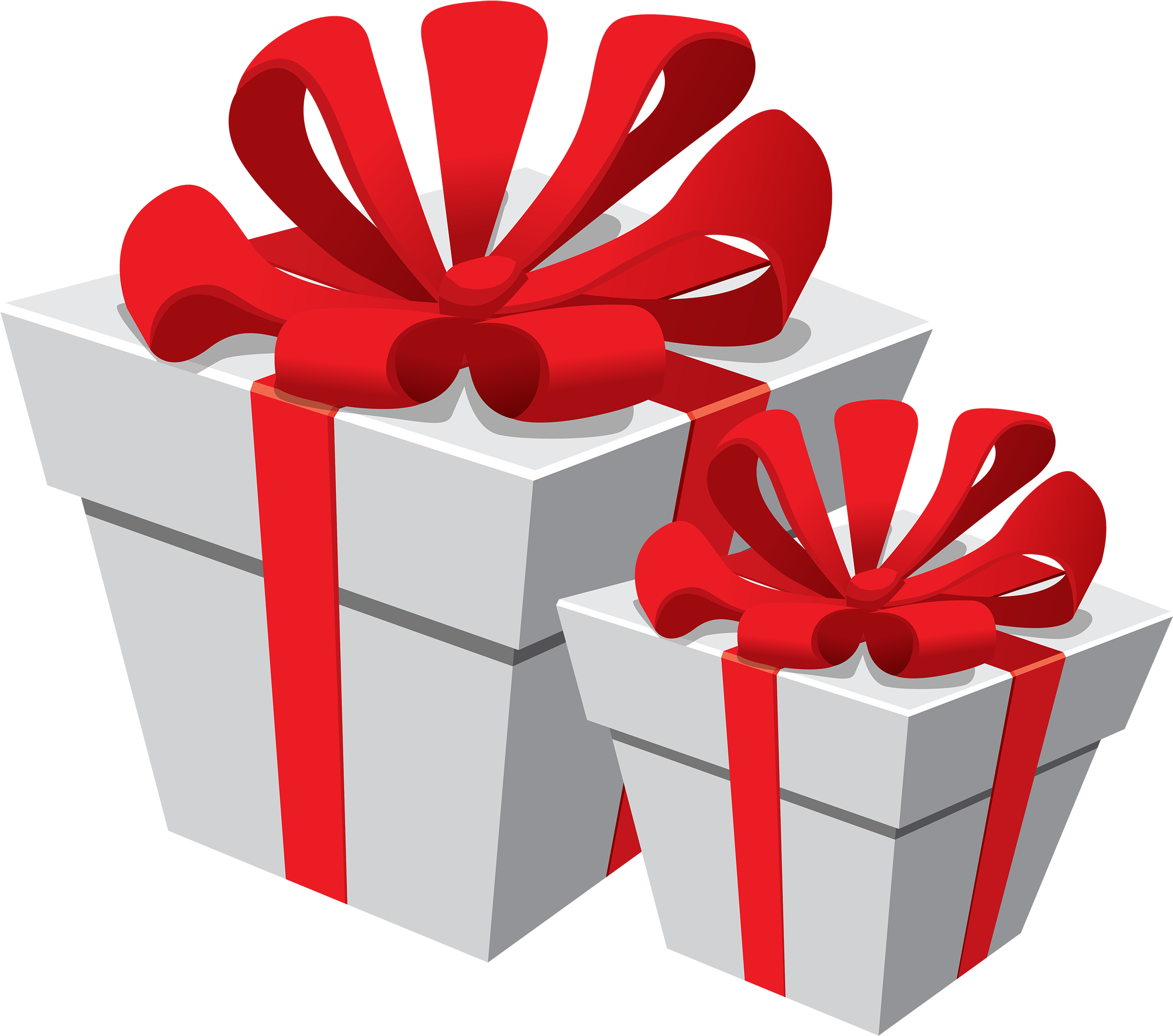 White Gift Boxes With Red Bow Png Clipart - Gift Png (2500x2207), Png Download