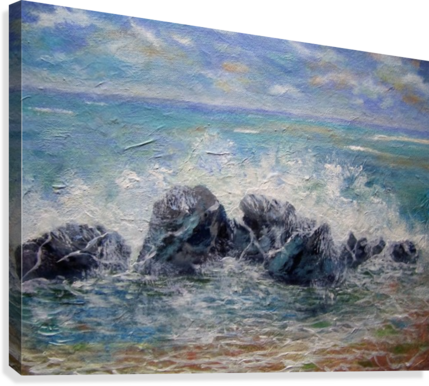 Rocky Splash Lise Champagne Canvas Print - Painting (429x386), Png Download