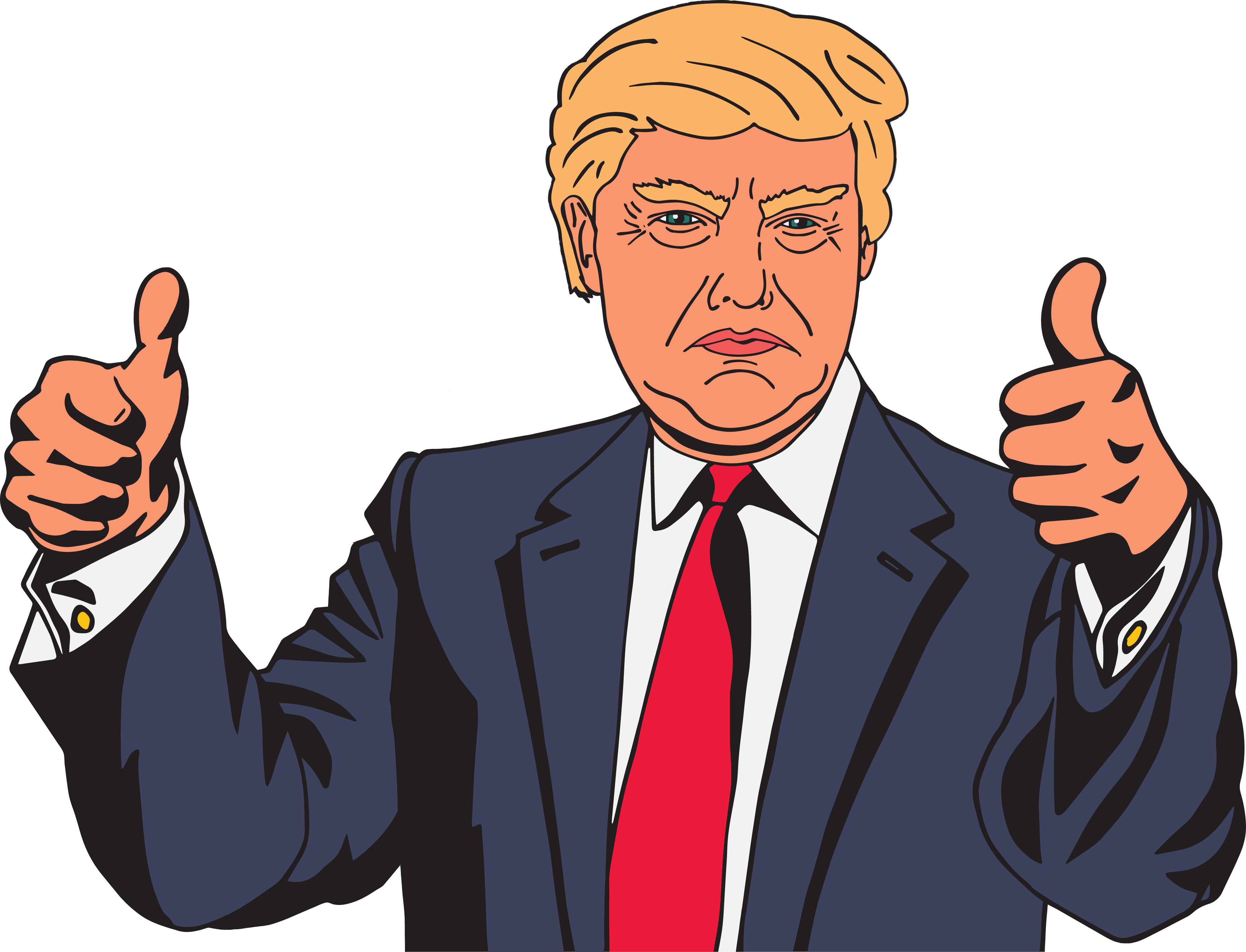 Free Clipart Of Donald Trump Giving Two Thumbs Up - Donald Trump Cartoon Png (4000x3055), Png Download