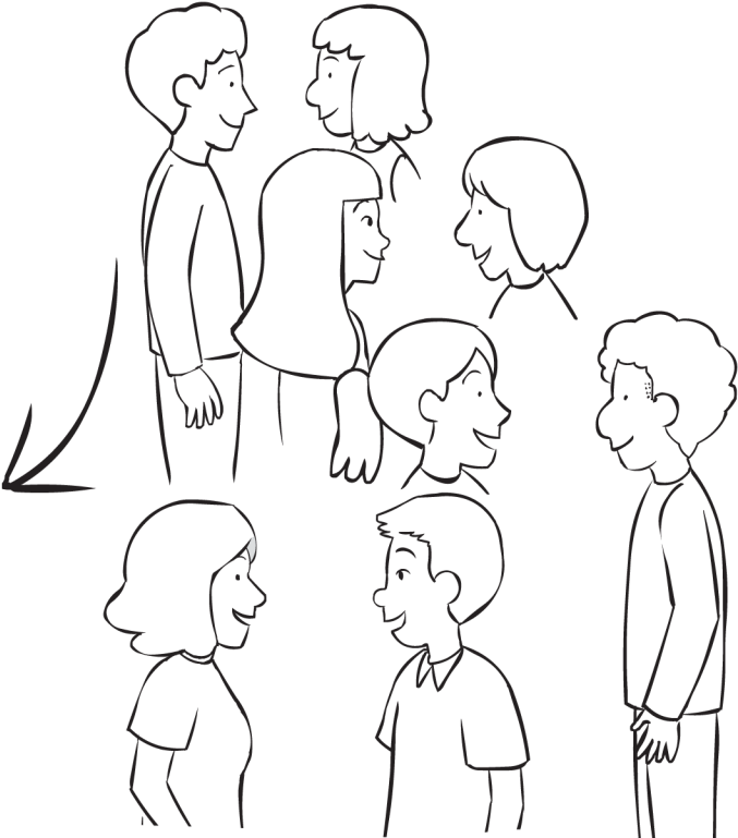 Back Group Of People Talking In Pairs As Part Of Active - Line Art (1024x768), Png Download