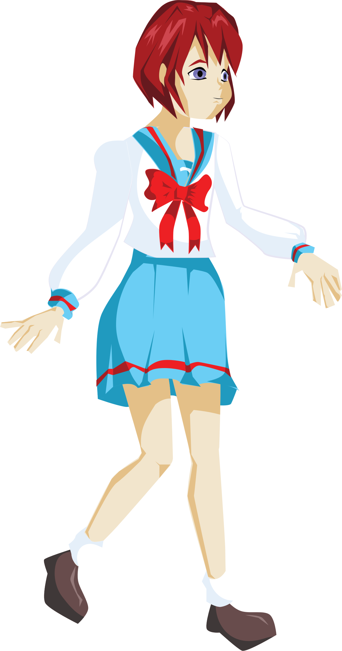 Girl School Clipart - Anime School Girl Clip Art (1197x2278), Png Download