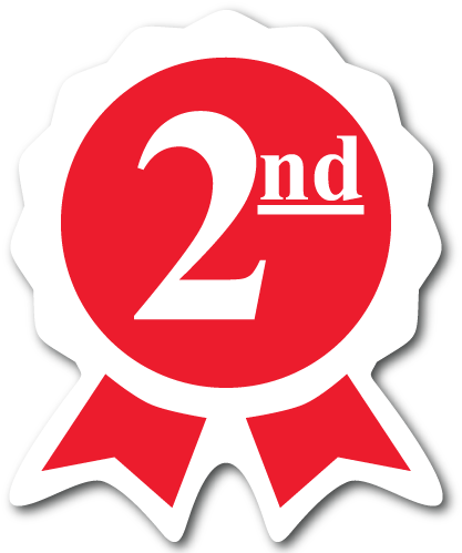 Second Place Red Ribbon Award Labels - Second Place Ribbon (500x500), Png Download