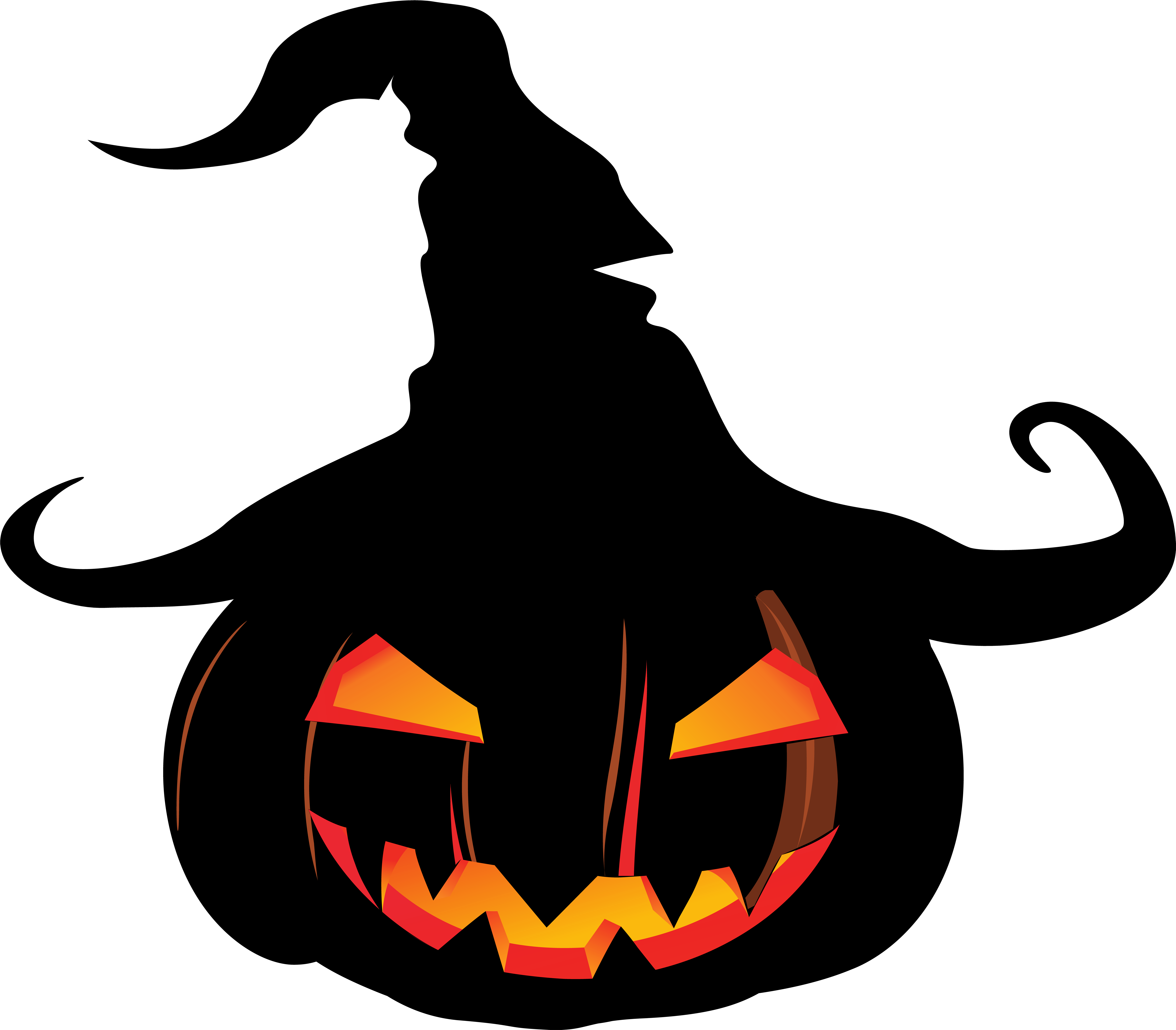 Scary Pumpkin With Witch Hat Gallery Yopriceville High (8000x7043), Png Download