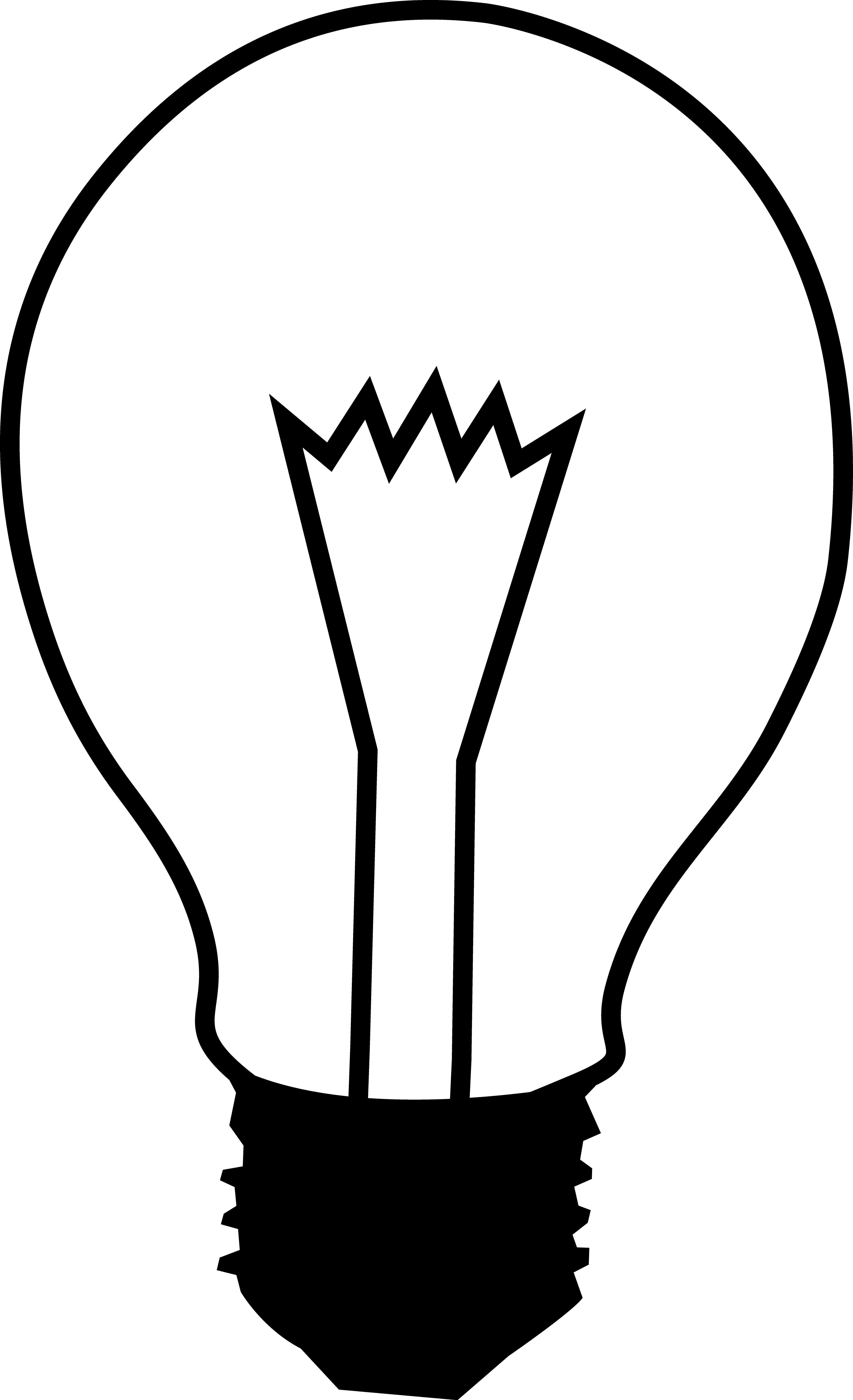 Simple Black And White Light Bulb - Electricity Black And White (3629x5957), Png Download