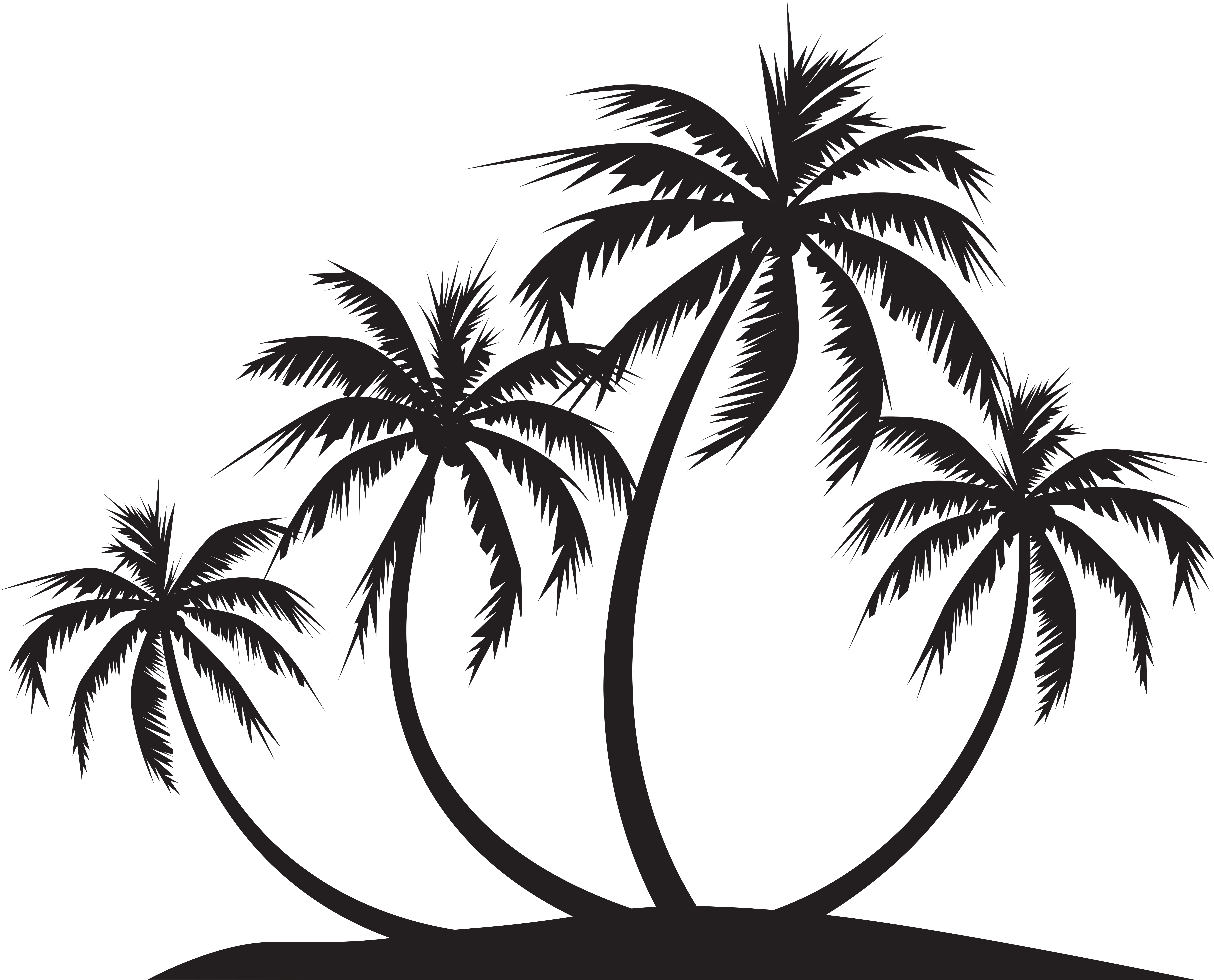 Palm Island Silhouette Png Clip Art (8000x6530), Png Download