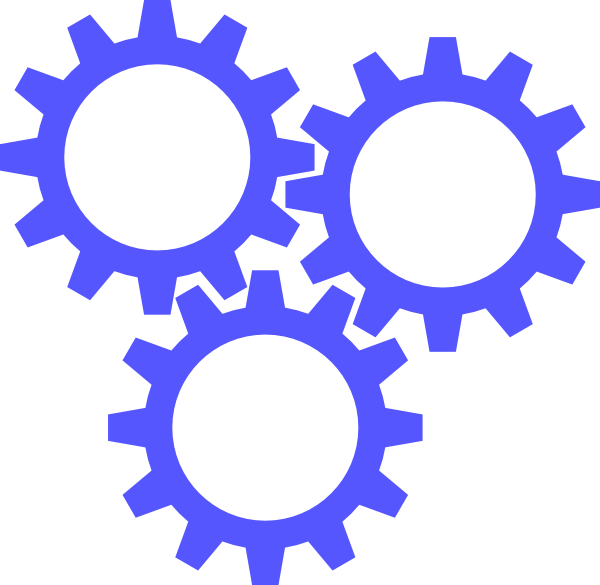 Svg Black And White Library Blue Gears Clip Art At - Blue Gears Clipart (600x585), Png Download