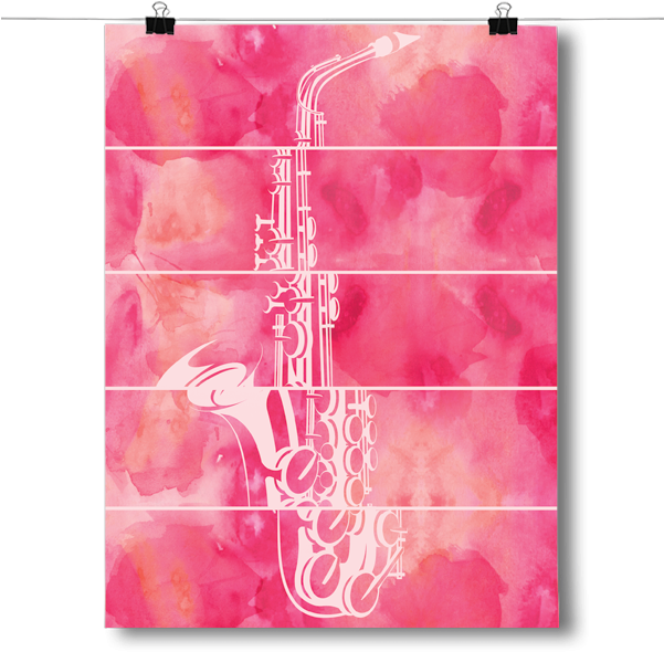 Abstract Saxophone - Inspired Posters Abstract Saxophone - Watercolor Poster (600x600), Png Download