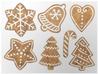 Hand Painted Watercolor Gingerbread Cookies Clip Art - Watercolor Painting (400x400), Png Download