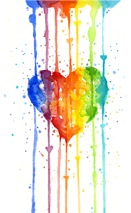 Bleed Area May Not Be Visible - Watercolor Rainbow Heart (438x700), Png Download