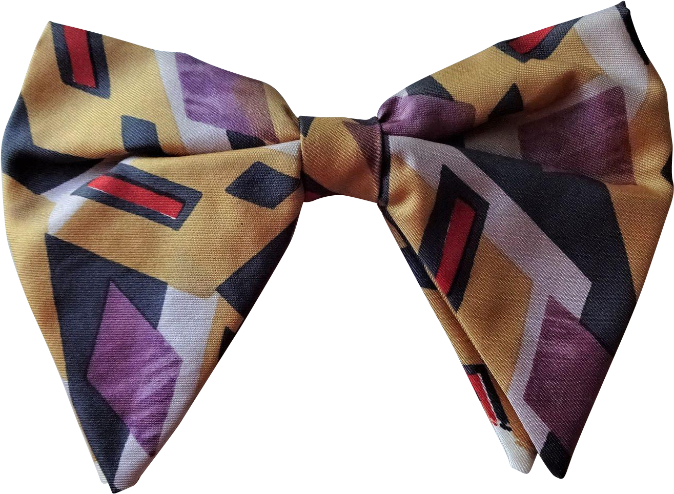 Mens Bow Tie Bowtie Vintage 1960s Rayon Geometric Graphic (1314x1314), Png Download