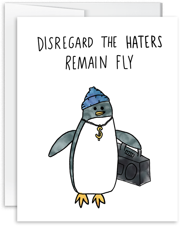 Disregard The Haters, Remain Fly Watercolor Penguin - Gentoo Penguin (1000x1000), Png Download