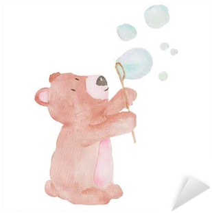 Bear Cute Animal Watercolor Illustration Bubbles Water - Illustration (400x400), Png Download