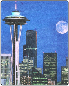 Seattle Space Needle Watercolor Blanket - Blue Seattle Blue Seattle Blue Seattle 60" Curtains (500x500), Png Download