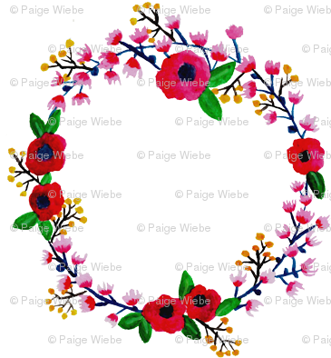 Watercolor Spring Floral Wreath - Floral Design (364x400), Png Download