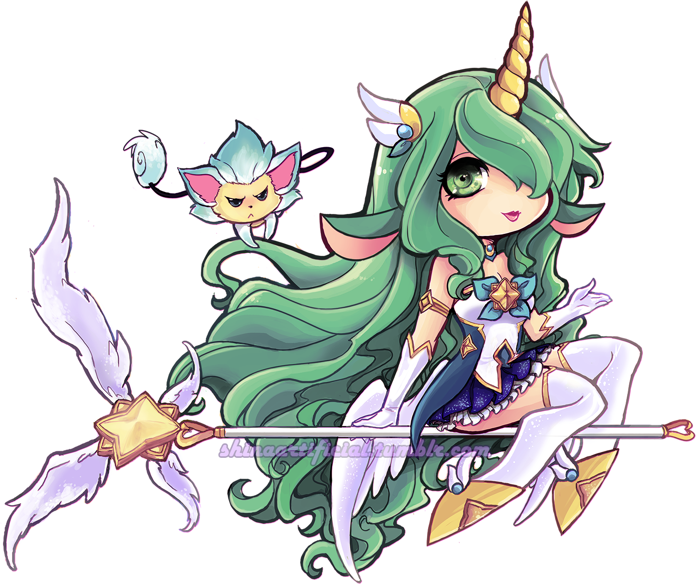 Chibi Star Guardian Soraka By Shinaa Hd Wallpaper Background - Cute Star Guardian Soraka (1417x1199), Png Download