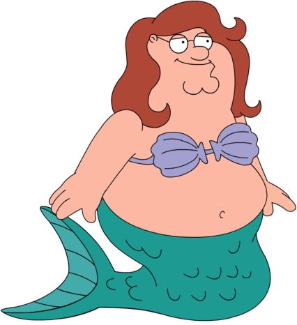 File - Peter - Mermaid - Peter Griffin Cartoons (426x466), Png Download