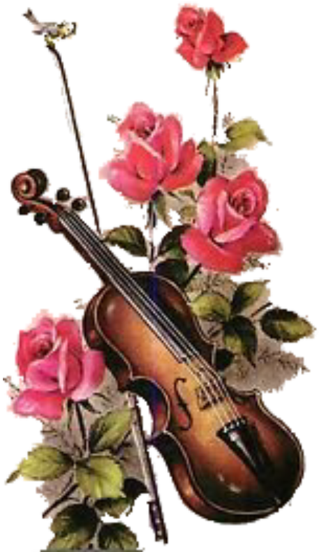 Free Digital Images Vintage - Violin With Roses Clipart (527x800), Png Download