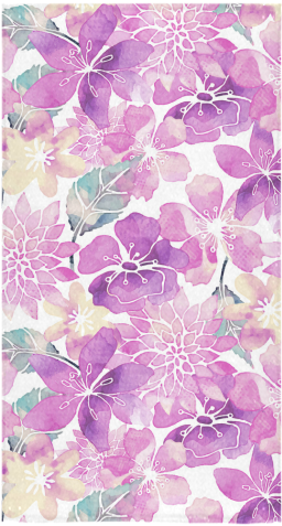 Pastel Watercolor Flower Pattern Bath Towel - Purple Watercolor Heart Png (500x500), Png Download