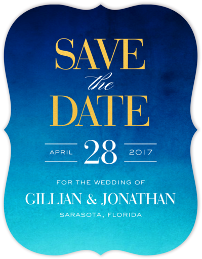 Watercolor Shine Foil Pressed Save The Date Card Inviting - Ford Models (510x630), Png Download