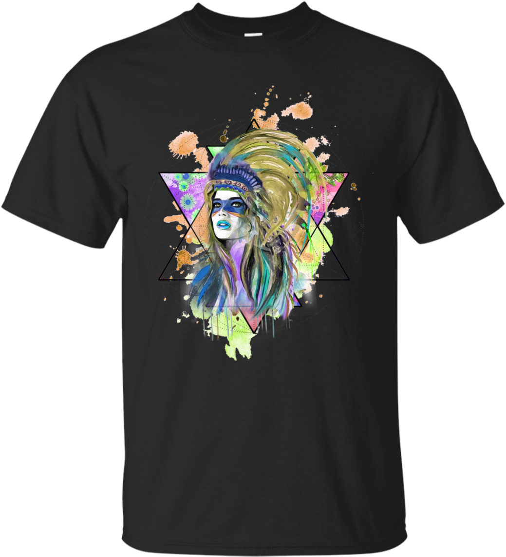 Watercolor Headdress Classic T-shirt - Money Can't Buy Happiness But It Can Buy Shoes T-shirt (1155x1155), Png Download