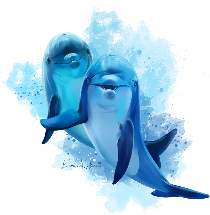 Dolphins - Watercolor Painting (700x700), Png Download