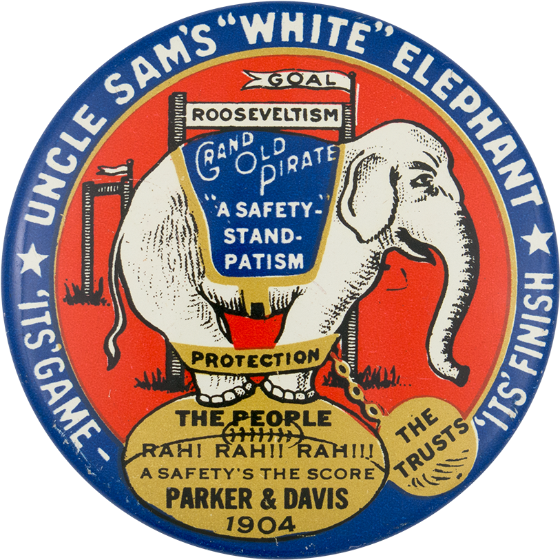 Uncle Sam's White Elephant - Parker & Davis Political Button Kleenex Tissues (1000x928), Png Download