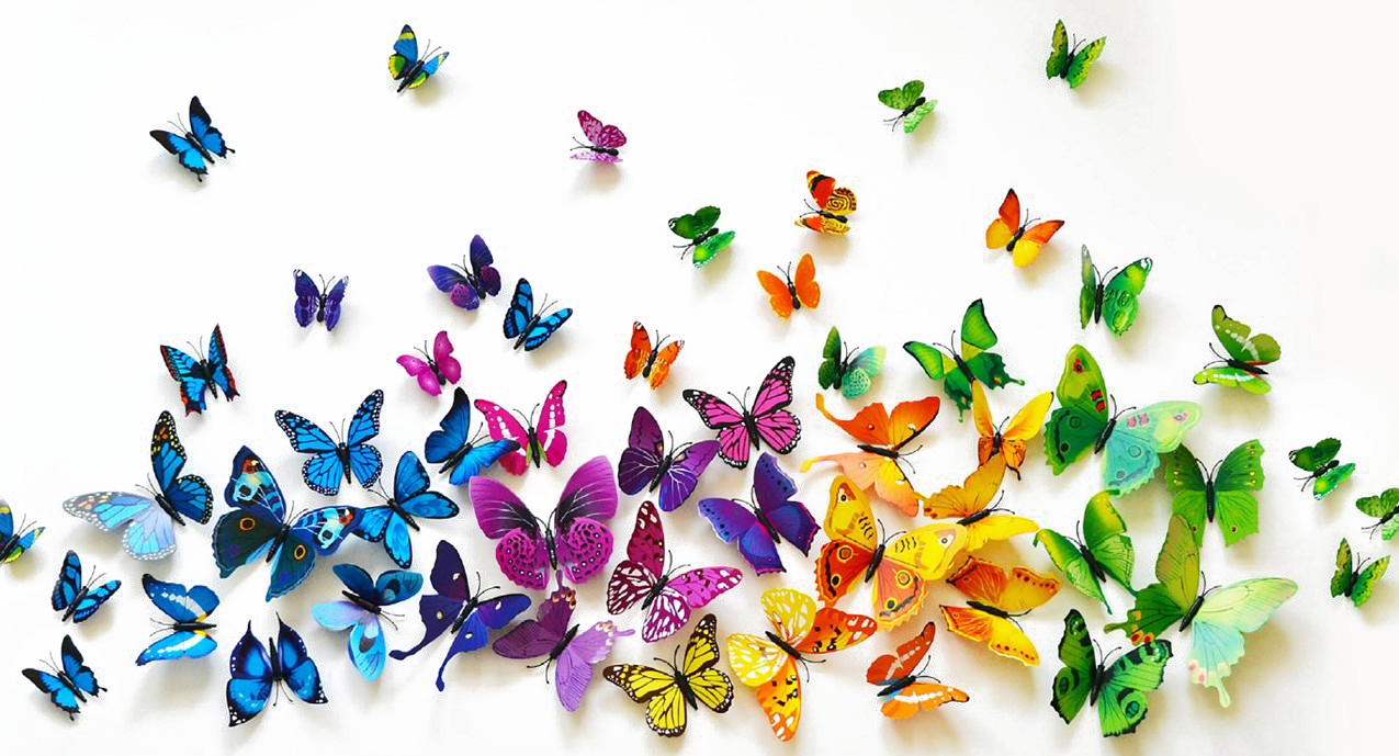 Butterflies Png Background Image - Transparent Background Butterflies Png (1275x689), Png Download