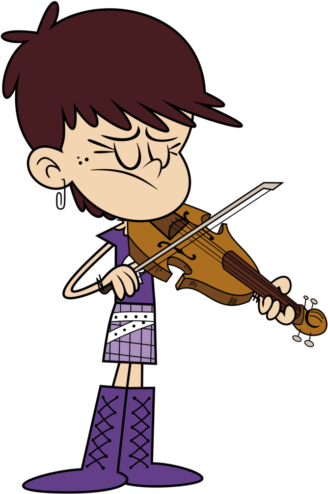 Luna Loud Violin - Cartoon Playing A Violin (752x1062), Png Download