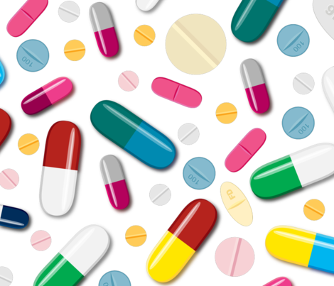 Happy Pills Fabric By Toshycreative On Spoonflower - Happy Pills (470x403), Png Download