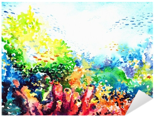 Coral Reef Watercolor (400x400), Png Download