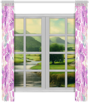 Watercolor Flower Pattern Window Curtain - Curtain (500x500), Png Download