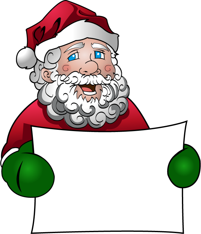 Image - Santa Holding Sign Clipart (643x748), Png Download