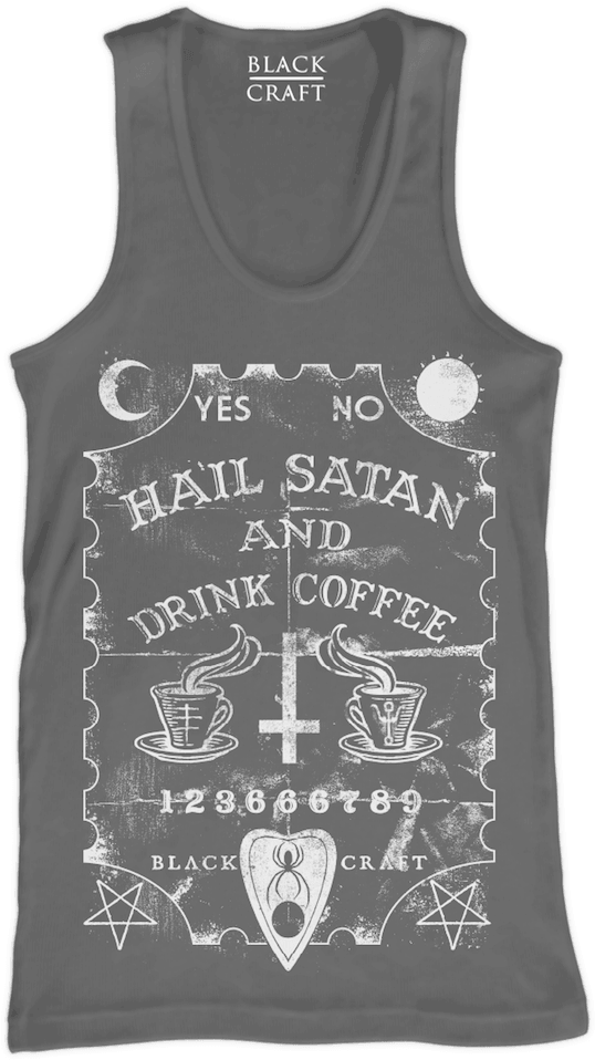 Hail Satan And Drink Coffee - Hail Satan And Drink Coffee Shirt (653x1000), Png Download