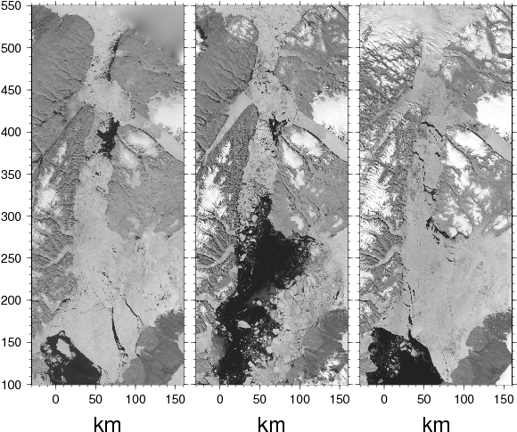Nares Strait Ice Cover In July Of 2015 , 2014 (center) - Birch (601x503), Png Download