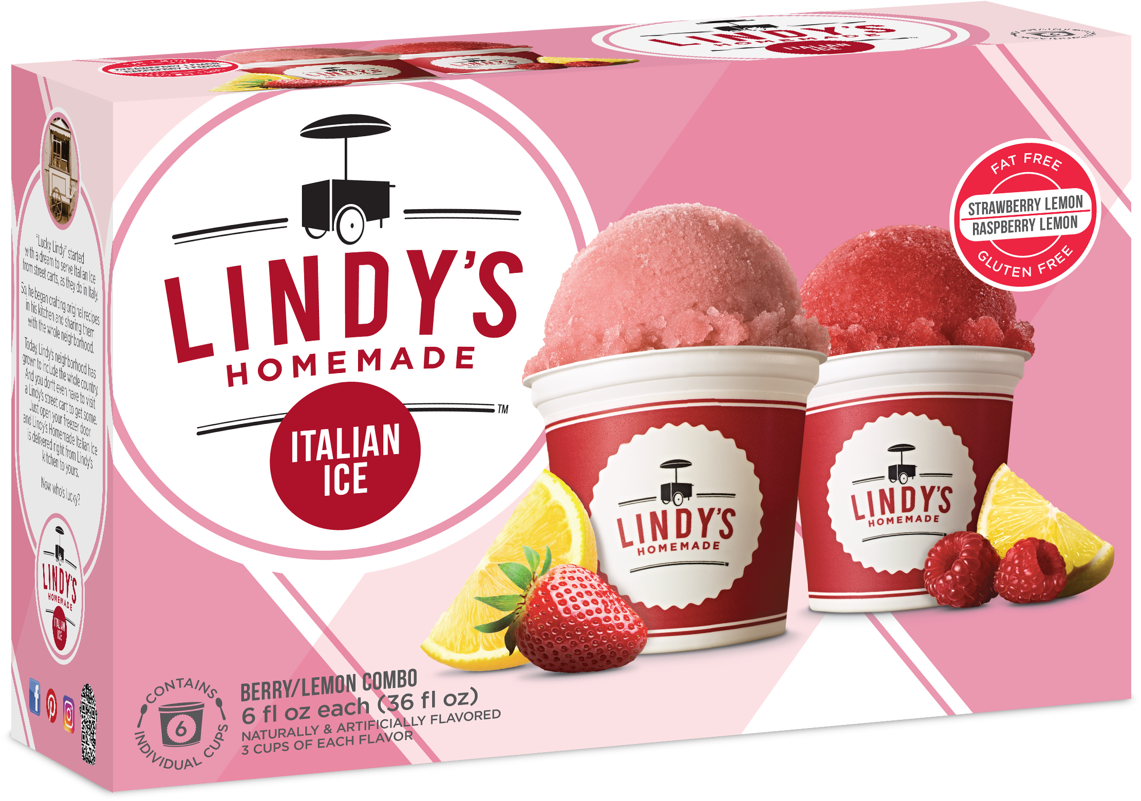 Berry Lemon Italian Ice - Lindy's Italian Ice Orange (2400x1742), Png Download