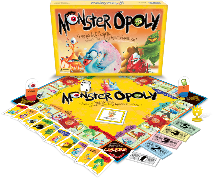 Monster Opoly Board Game (768x637), Png Download