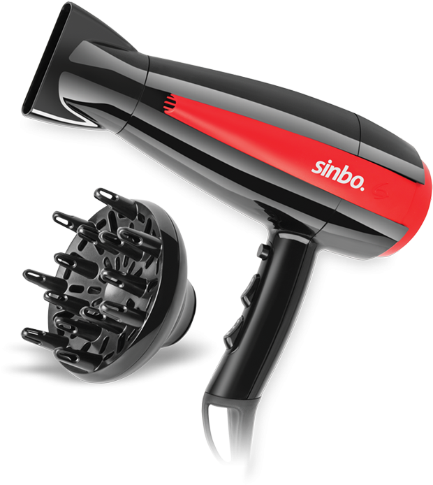 Hair Dryer - Sinbo Shd 7056 Красный/черный (836x1000), Png Download