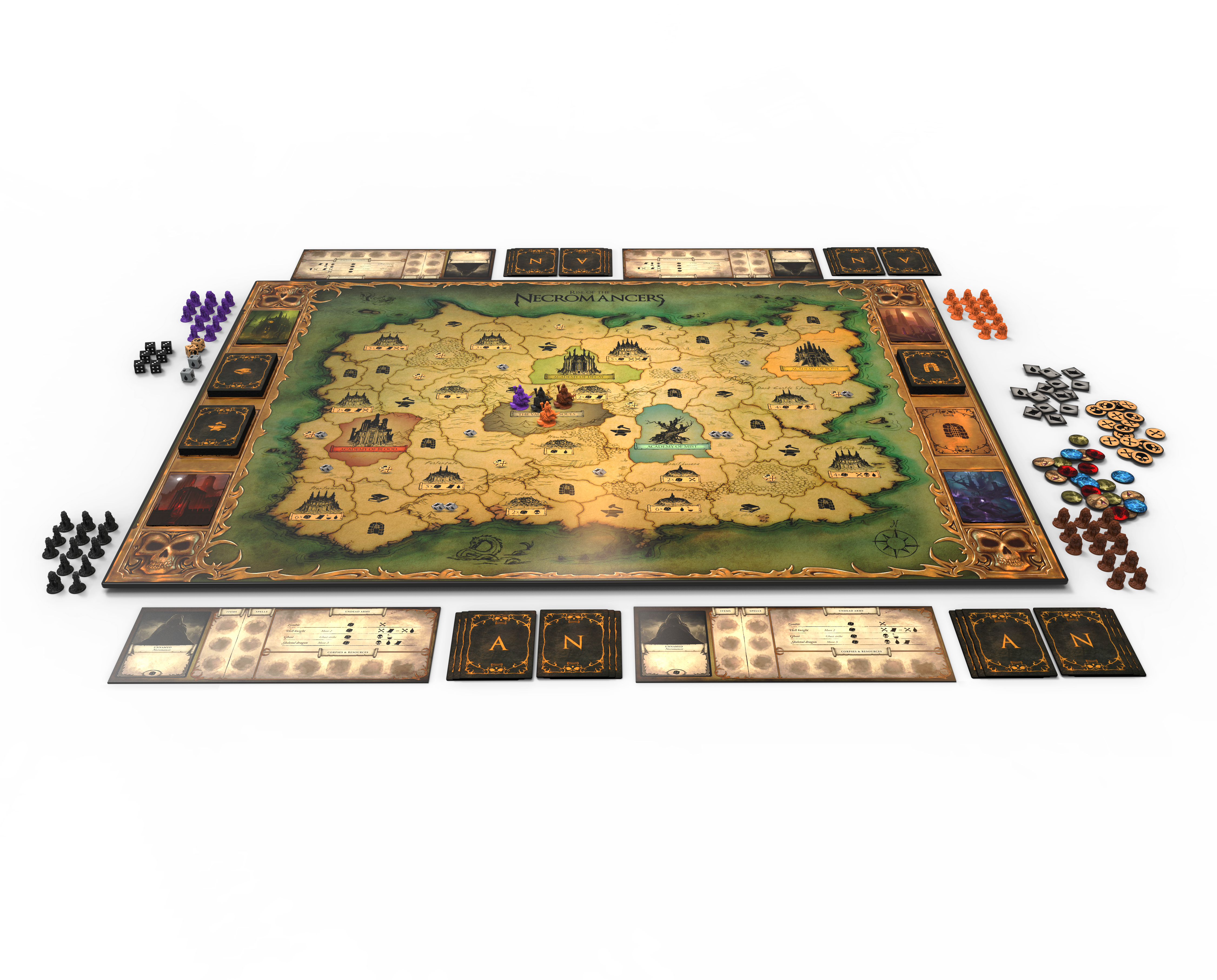Below You Can See The Player Board - Rise Of The Necromancers Board Game (4500x3631), Png Download