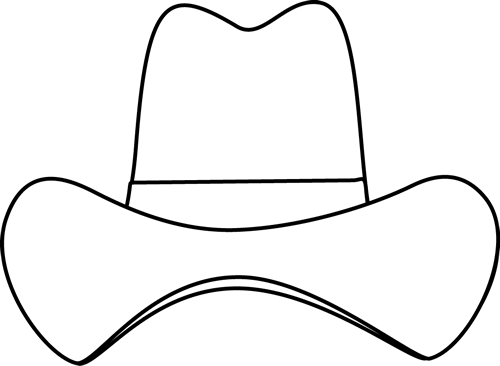 Black And White Simple Cowboy Hat Clip Art - White Cowboy Hat Silhouette (500x366), Png Download