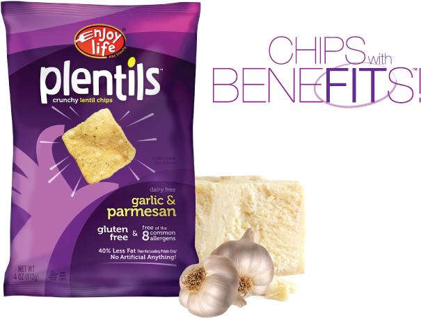 Enjoy Life Plentils Garlic & Parmesan (1000x500), Png Download