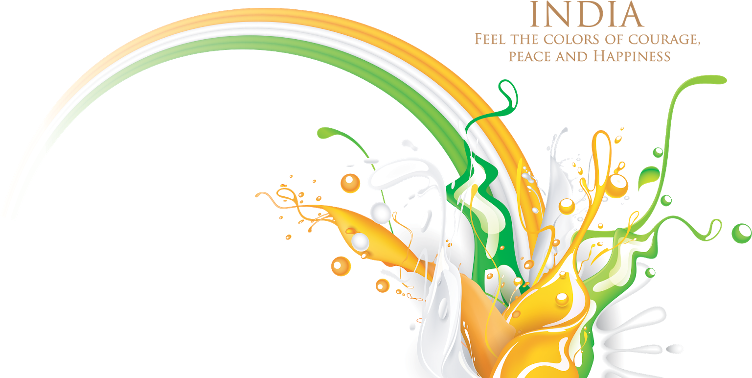 Splashy Indian Flag Png Vector Images Free Downloads - Indian Tri Color Png (640x325), Png Download